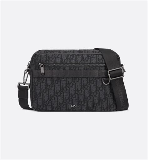 Maxi Safari Bag with Strap Black Dior Oblique Jacquard 